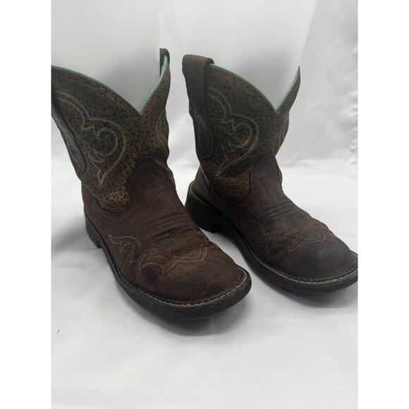 Ariat FatBaby Heritage Harmony Cowboy Boots Womens Sz 6.5 Brown Leopard Rodeo - Picture 1 of 11